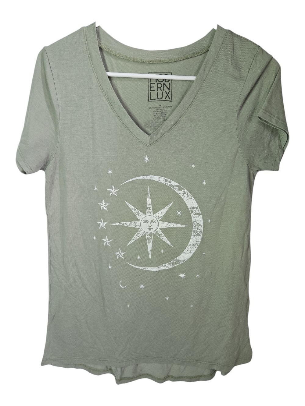 Modern Lux Sage V-Neck Celestial Graphic Tee
